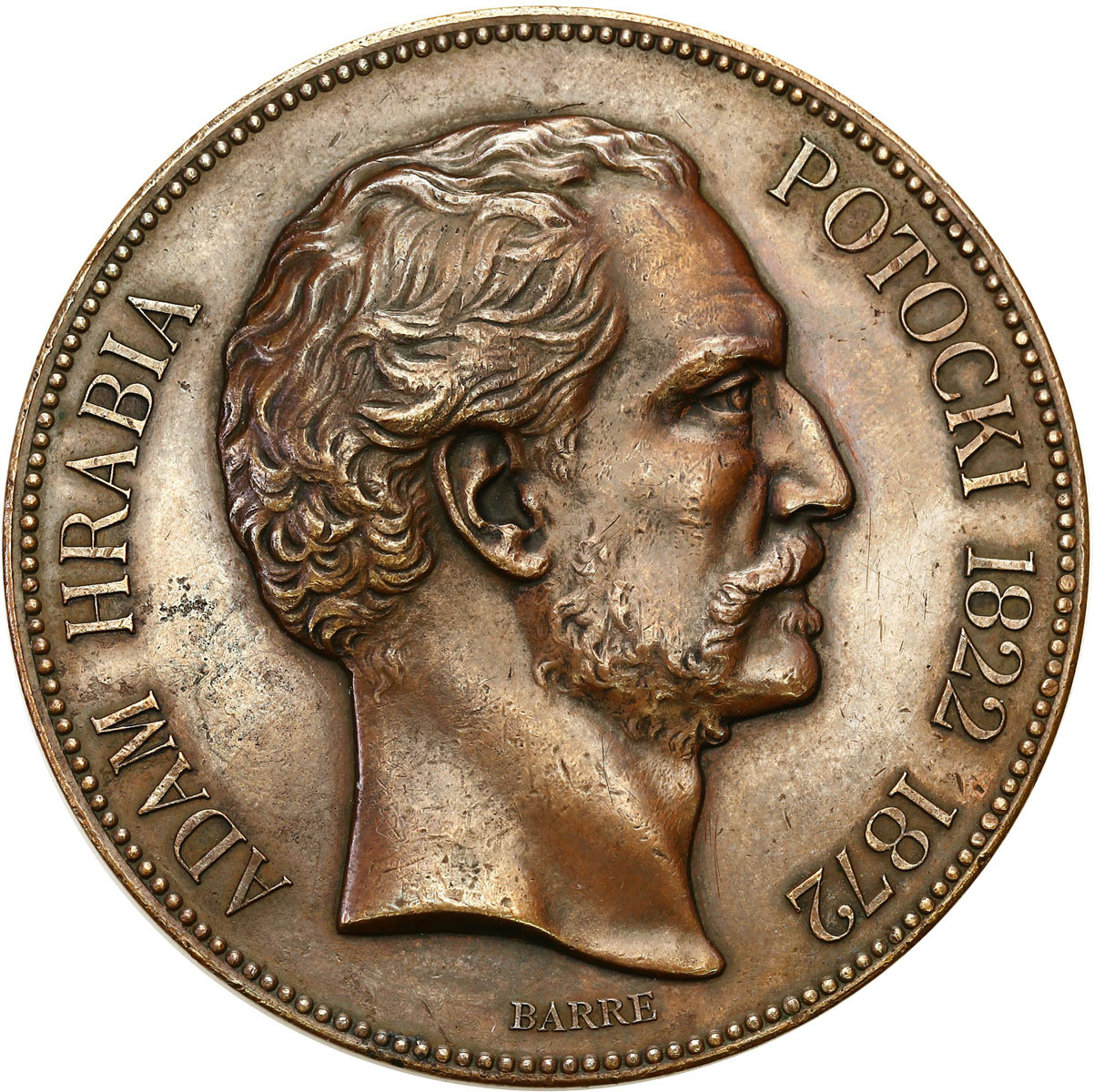 Polska pod zaborami. Medal 1872 z okazji śmierci Adama hrabiego Potockiego